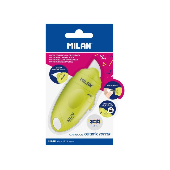 Milan Serie Acid Capsule Cutter de Hoja Ceramica Reemplazable - Tamaño Bolsillo - Diseño Ergonomico - Sistema de Bloqueo - Co