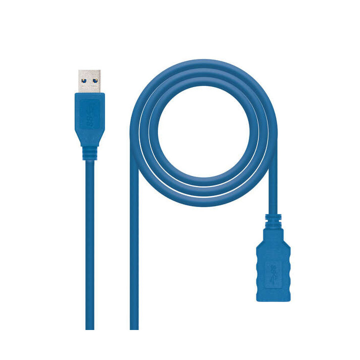 Nanocable Cable USB-A 3.0 Macho a USB-A Hembra 1m - Color Azul