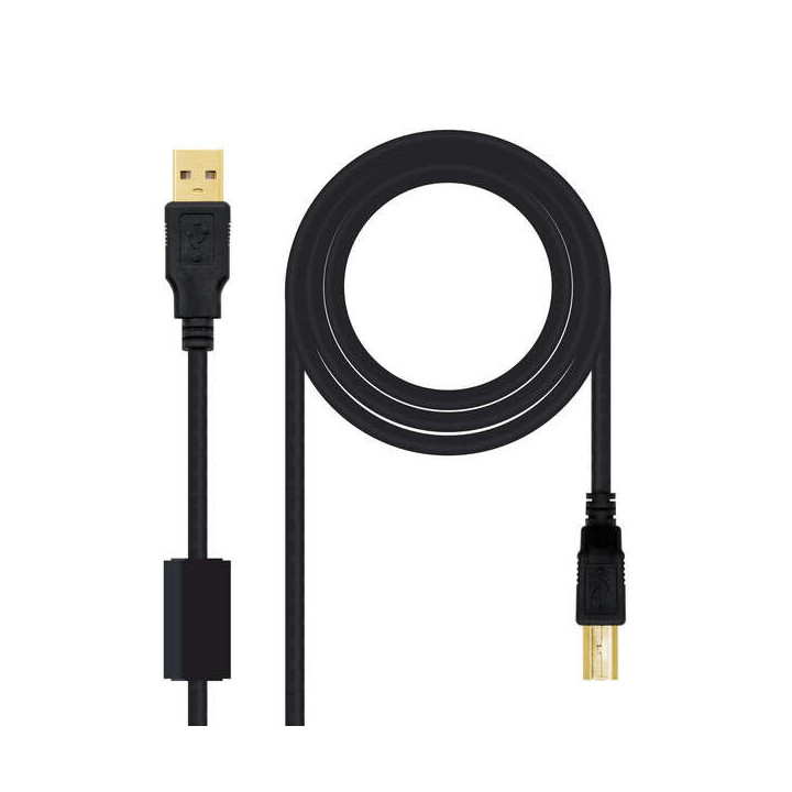 Nanocable Cable de Impresora con Ferrita USB-B 2.0 Macho a USB-A Macho 3m