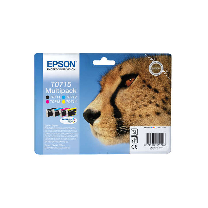 Epson T0715 Pack de 4 Cartuchos de Tinta Originales - C13T07154012