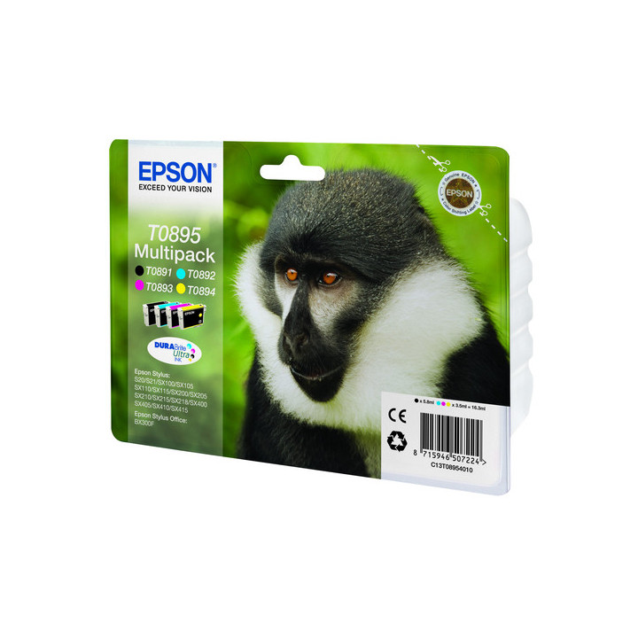 Epson T0895 Pack de 4 Cartuchos de Tinta Originales - C13T08954010
