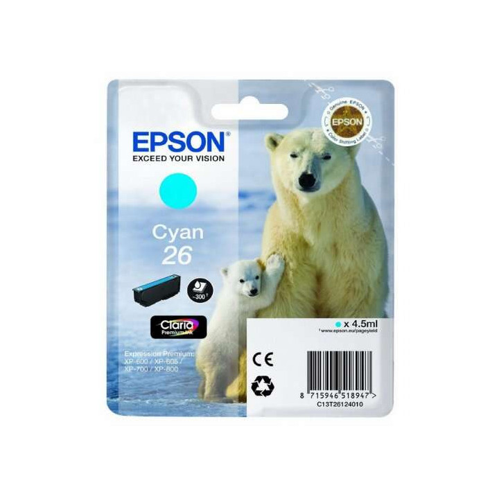 Epson T2612 (26) Cyan Cartucho de Tinta Original - C13T26124012