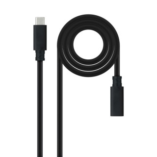 Nanocable Cable Prolongador USB-C 3.2 Macho a USB-C 3.2 Hembra - Gen2x2 20Gbp - 100W 5A - 4K 60Hz - 1 Metro - Color Negro
