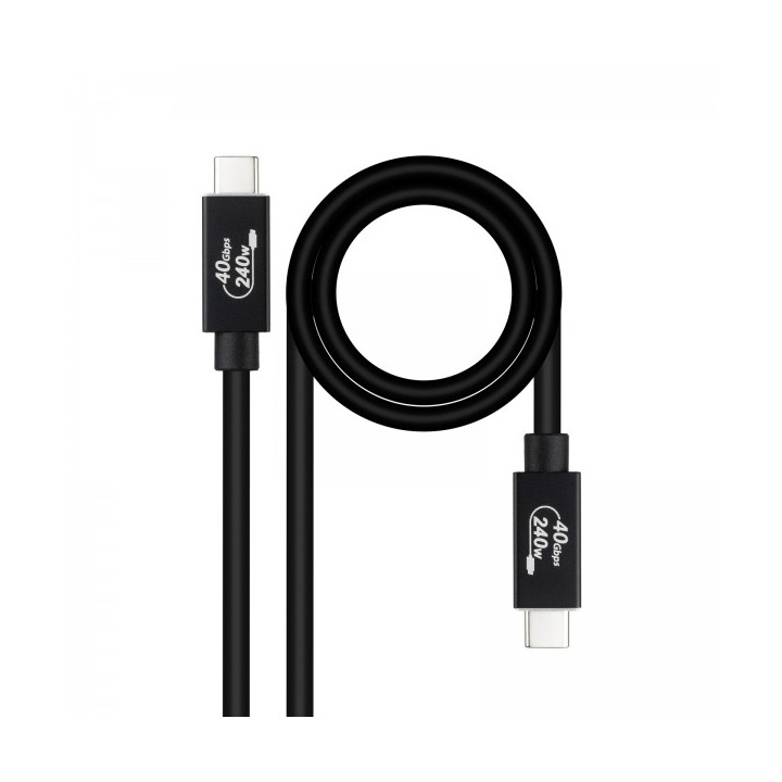 Nanocable Cable USB 4 Gen 3x2 40Gbps 5A/240W - USB-C/M-USB-C/M - 1.8 m - Color Negro