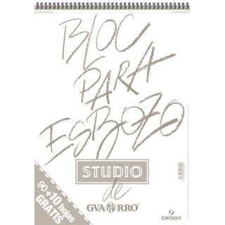 Canson Bloc para Esbozo A3 90+10 Hojas Gratis - Grano Ligero 90gr - Formato Album con Espiral Microperforado - Color Blanco Nat