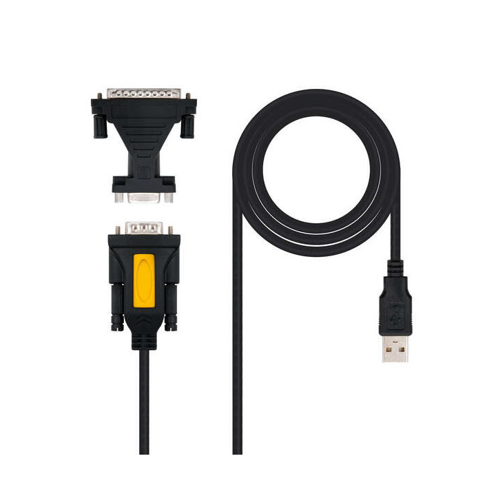 Nanocable Conversor USB a Serie Impresoras - Tipo A/M-RS232 DB9/M DB25/M - 1