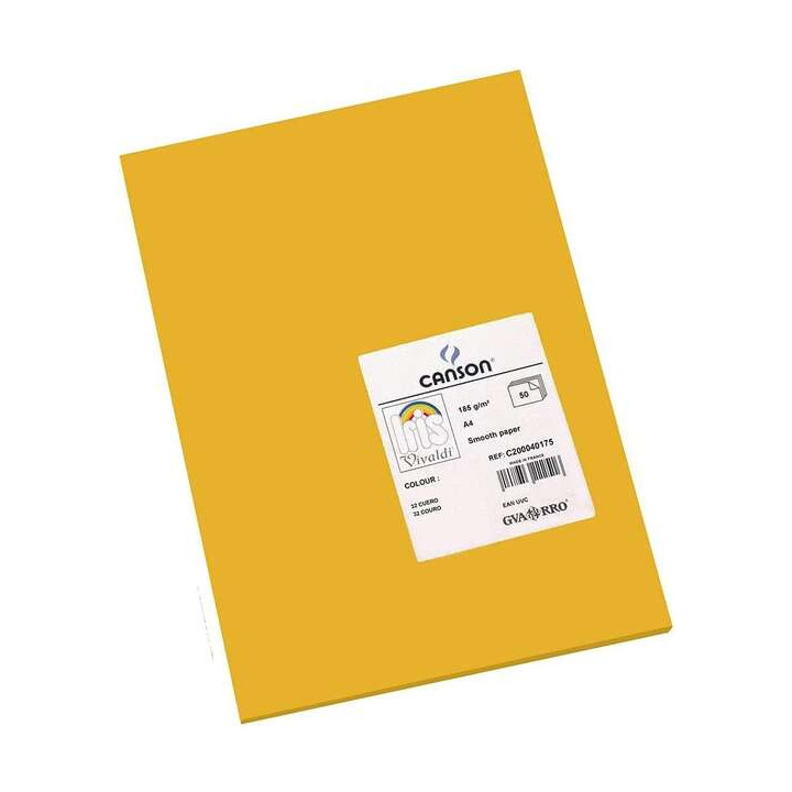 Canson Guarro Pack de 50 Cartulinas Iris A4 de 185g - 21x29.7cm - Color Cuero