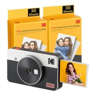 Kodak Mini Shot 2 Retro Pack de Camara Digital Instantanea Bluetooth + 60 Hojas de Papel Fotografico 5.3x8.6cm - Pantalla LCD 1