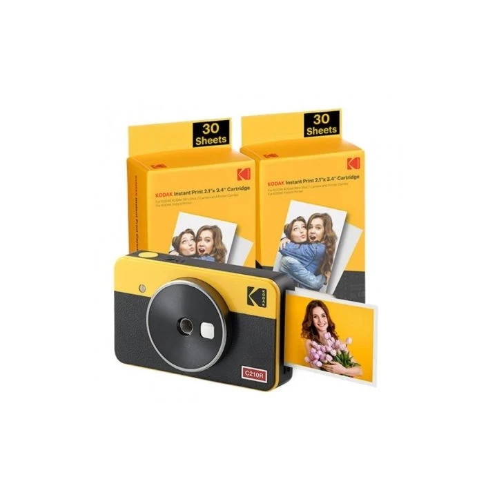 Kodak Mini Shot 2 Retro Pack de Camara Digital Instantanea Bluetooth + 60 Hojas de Papel Fotografico 5.3x8.6cm - Pantalla LCD 1