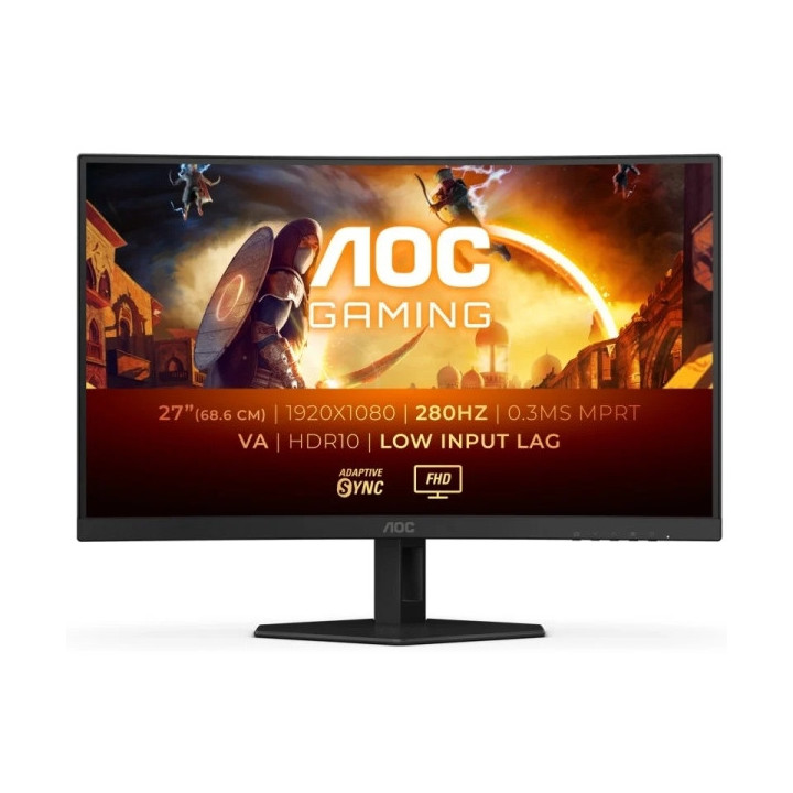 AOC G4 Monitor 27" Curvo 1500R LED Fast Va FullHD 280Hz HDR10 - Respuesta 1ms - Angulo de Vision 178° - HDMI