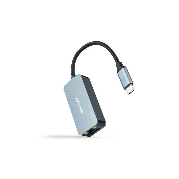 Nanocable Conversor USB-C 3.2 GEN1 Ethernet 2.5G 15cm - Color Gris