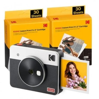 Kodak Mini Shot 3 Retro Pack de Camara Digital Instantanea Bluetooth + 60 Hojas de Papel Fotografico 7.62x7.62cm - Pantalla LCD