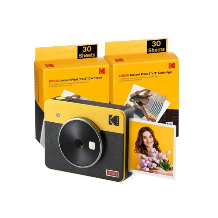 Kodak Mini Shot 3 Retro Pack de Camara Digital Instantanea Bluetooth + 60 Hojas de Papel Fotografico 7.62x7.62cm - Pantalla LCD