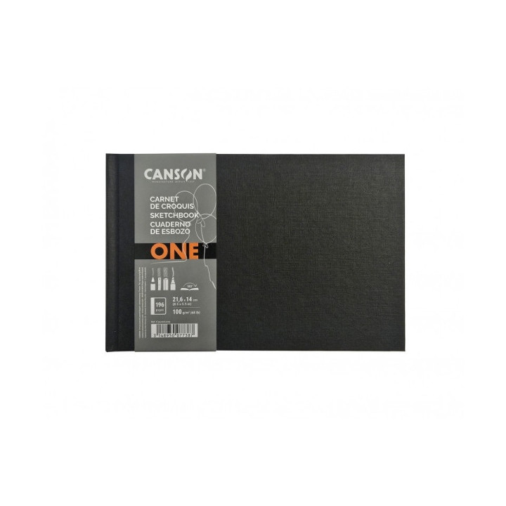 Canson Sketch One Cuaderno Apaisado con 98 Hojas - 21.6x14cm - 100g - Grano Fino - Color Blanco