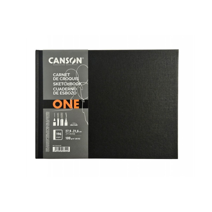 Canson Sketch One Cuaderno Apaisado con 98 Hojas - 27.9x21.6m - 100g - Grano Fino - Color Blanco