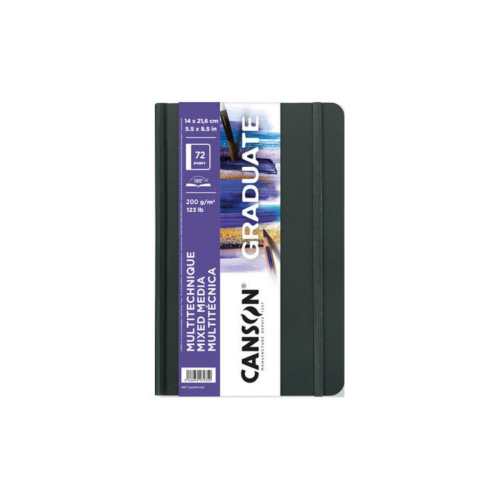 Canson Graduate Mix Media Cuaderno - 36 Hojas de 14x21.6cm - 200g - Grano Fino - Color Blanco