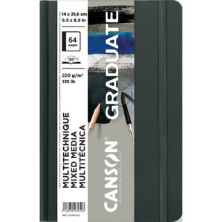 Canson Graduate Mix Media Cuaderno con 32 Hojas - 14x21.6cm - 220g - Grano Fino - Color Gris