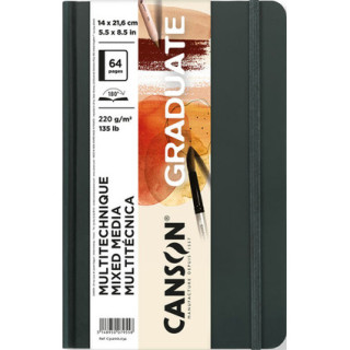 Canson Graduate Mix Media Cuaderno con 32 Hojas - 14x21.6cm - 220g - Grano Fino - Color Ocre