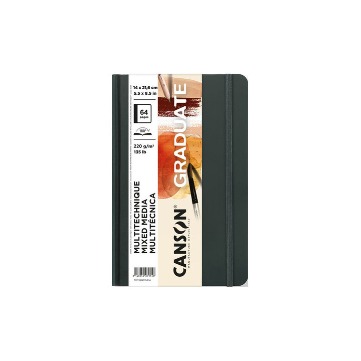Canson Graduate Mix Media Cuaderno con 32 Hojas - 14x21.6cm - 220g - Grano Fino - Color Ocre