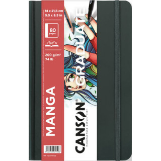 Canson Graduate Manga Cuaderno con 40 Hojas - 14x21.6cm - 200g - Grano Liso - Color Blanco