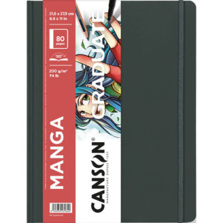 Canson Graduate Manga Cuaderno con 40 Hojas - 21.6x27.9cm - 200g - Grano Liso - Color Blanco