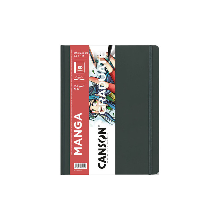 Canson Graduate Manga Cuaderno con 40 Hojas - 21.6x27.9cm - 200g - Grano Liso - Color Blanco