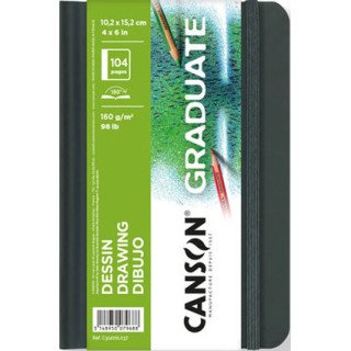 Canson Graduate Dibujo Cuaderno con 52 Hojas - 10.2x15.2cm - 160g - Grano Fino - Color Blanco
