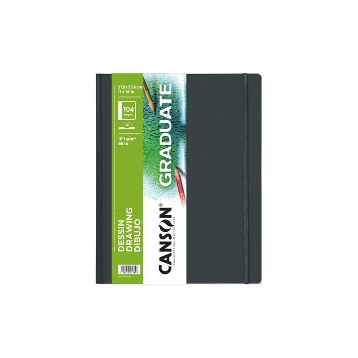 Canson Graduate Dibujo Cuaderno con 52 Hojas - 27.9x35.6cm - 160g - Grano Fino - Color Blanco