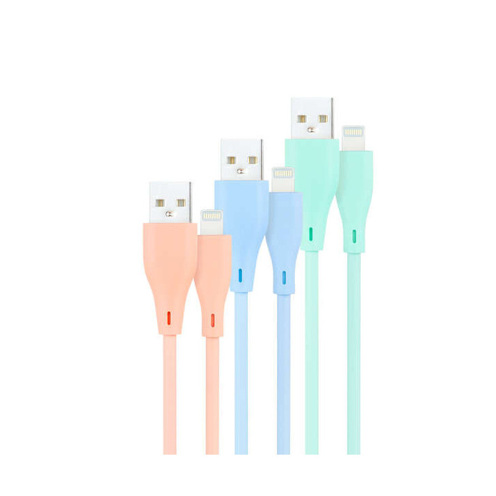 Nanocable Pack de 3 Cables USB-A Macho a Lightning Macho - Longitud 1m - Colores Pastel Rosa