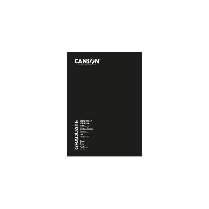 Canson Graduate Dibujo y Esbozo Cuaderno Grapado con 20 Hojas A5 - 140g - Grano Fino - Color Blanco