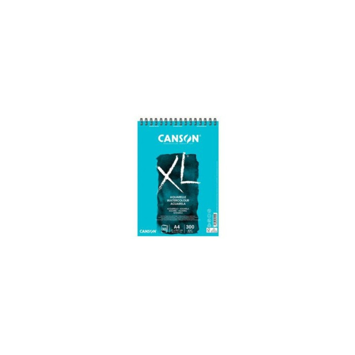 Canson XL Papel de Acuarela Album Espiral de 30 Hojas A5 de 300g - Grano Fino - Color Blanco
