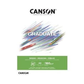Canson Graduate Dibujo Bloc Encolado de 30 Hojas A3 - 160g - Grano Fino - Color Blanco Natural