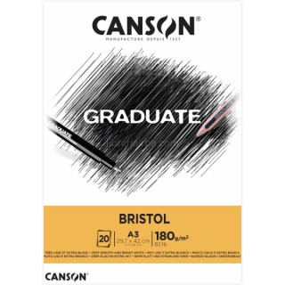 Canson Graduate Bristol Bloc Encolado de 20 Hojas A3 - 180g - Extraliso - Color Blanco