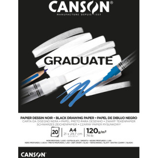 Canson Graduate Black Bloc Encolado de 20 Hojas A4 - 120g - Grano Fino - Color Negro