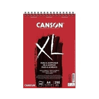 Canson XL Oleo & Acrilico Album Espiral de 30 Hojas A4 - 290g - Grano Fino - Color Blanco