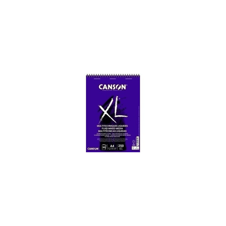 Canson XL Mix Media Fluido Album Espiral de 30 Hojas A4 - 250g - Grano Fino - Color Blanco
