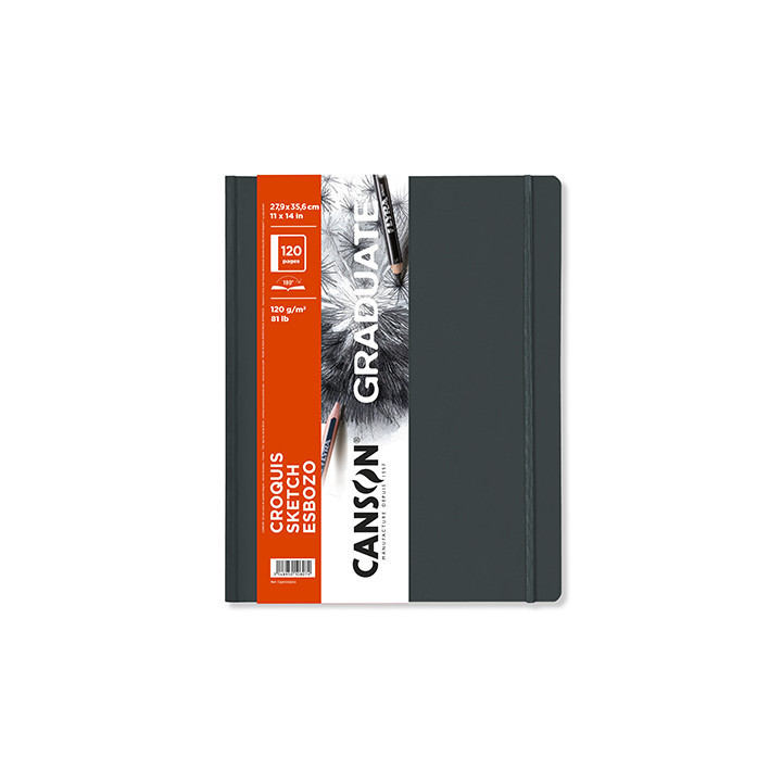Canson Graduate Sketch Cuaderno con 60 Hojas - 27.9x35.6cm - 120g - Grano Fino - Tapa Dura - Color Blanco