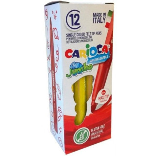 Carioca Jumbo Rotulador - Cuerpo Octogonal Maxi - Tinta Superlavable - Punta Maxi 6mm Bloqueada - Tapa Ventilada - Color Amaril