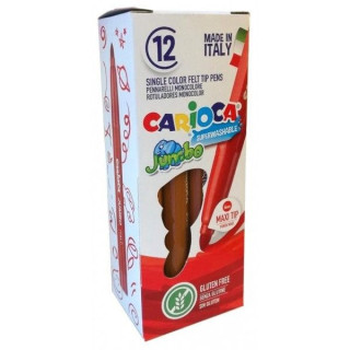 Carioca Jumbo Rotulador - Cuerpo Octogonal Maxi - Tinta Superlavable - Punta Maxi 6mm Bloqueada con Tapa Ventilada - Color Marr