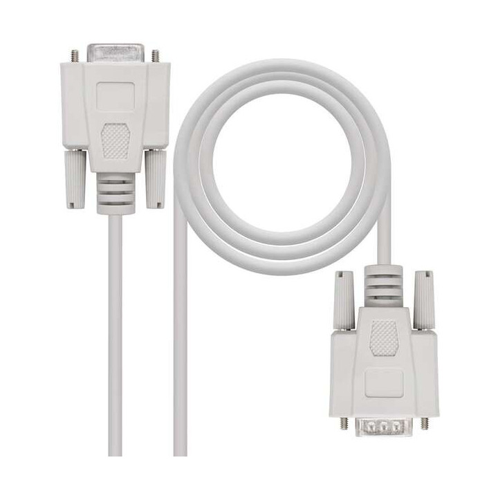 Nanocable Cable Serie RS232 DB9 Macho a DB9 Hembra 3m - Color Beige