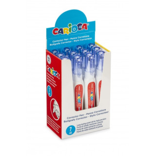 Carioca Corrector Pen Expositor de 12 Boligrafos Correctores - Punta de Metal Resistente y Precisa - Apto para Todo Tipo de Pap