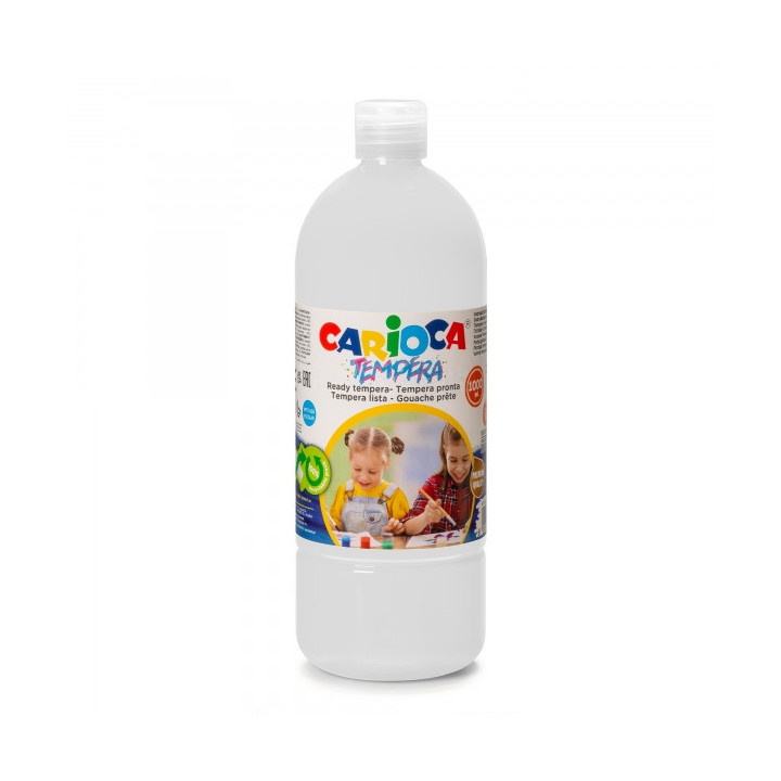Carioca Botella Tempera 1000ml - Colores Superlavables - Faciles de Mezclar - Aplicable en Materiales Porosos - Alta Opacidad -