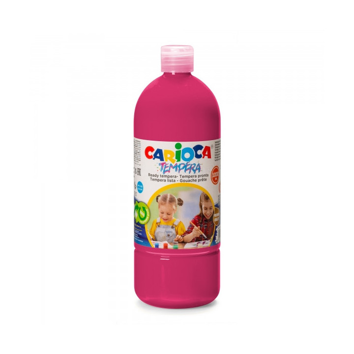 Carioca Botella Tempera 1000ml - Colores Superlavables - Faciles de Mezclar - Aplicable en Materiales Porosos - Alta Opacidad -