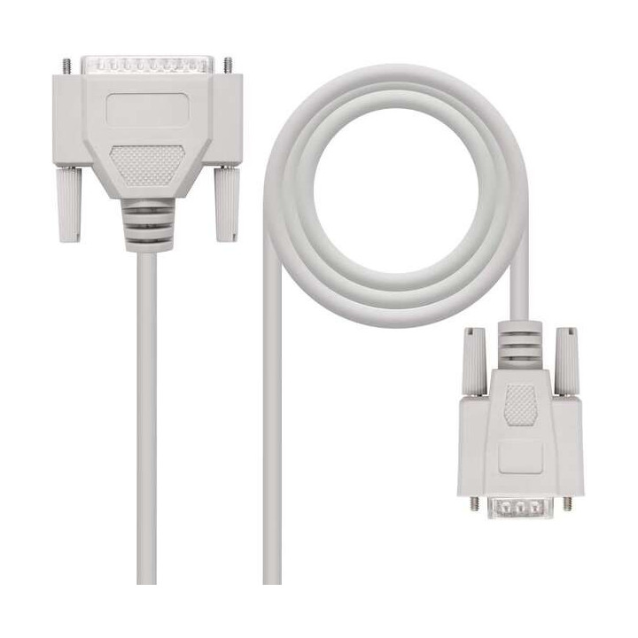 Nanocable Cable Serie Modem DB9 Hembra a DB25 Macho 1.80m - Color Beige