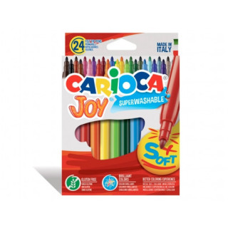 Carioca Joy Pack de 24 Rotuladores - Tinta Superlavable - Punta Fina 2.8mm - Punta Bloqueada - Tapa Ventilada - Color Varios