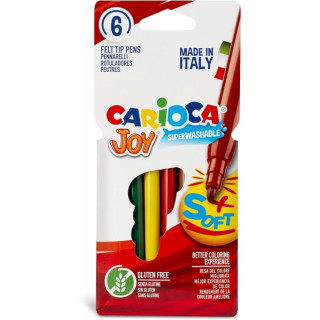 Carioca Joy Paperboard Pack de 6 Rotuladores de Punta Fina - Punta 2.6mm - Superlavables - Ideales para Dibujar y Colorear - Co