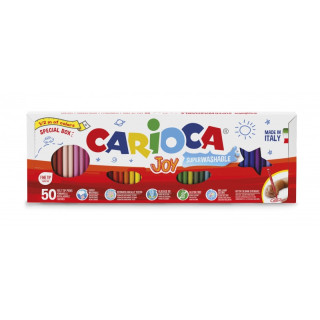 Carioca Medio Metro Pack de 50 Rotuladores - 36 Colores Diferentes - Tinta Superlavable - Punta Fina Bloqueada - Tapa Ventilada