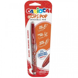 Carioca Oops Boligrafo Borrable - Tinta Termo Sensible - Empuñadura Texturizada - Punta de 0.7mm - Doble Goma - Recambios Comp