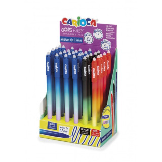 Carioca Oops Easy Expositor de 30 Boligrafos Borrables - Tinta Termo Sensible - Cuerpo con Efecto Degradado - Punta de 0.7mm -