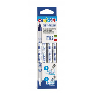 Carioca Inkiller Pack de 4 Rotuladores Correctores para Tinta Estilografica - Blister - Color Azul